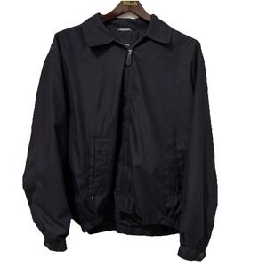 London Fog Men's Black Jacket Full Zip Pockets Elastic Waist Sz L Y2K Retro‎